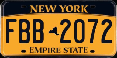 NY license plate FBB2072