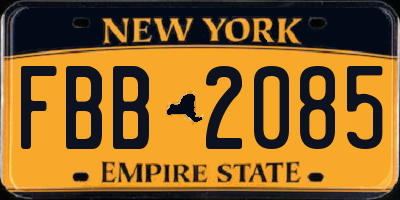 NY license plate FBB2085