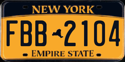NY license plate FBB2104