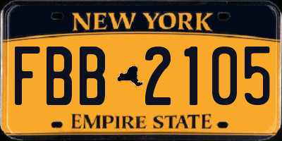 NY license plate FBB2105