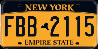 NY license plate FBB2115