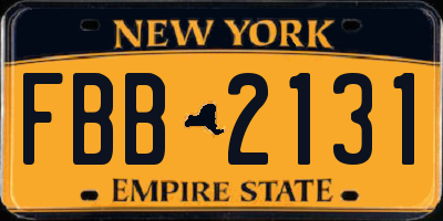 NY license plate FBB2131