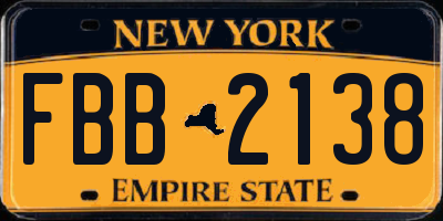 NY license plate FBB2138