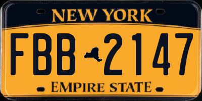 NY license plate FBB2147