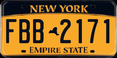NY license plate FBB2171