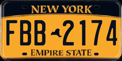 NY license plate FBB2174