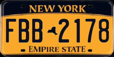 NY license plate FBB2178