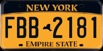 NY license plate FBB2181