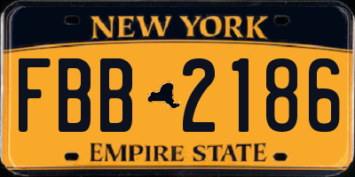 NY license plate FBB2186