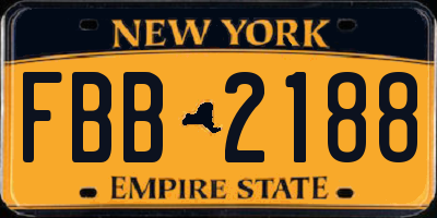 NY license plate FBB2188