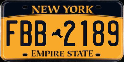 NY license plate FBB2189