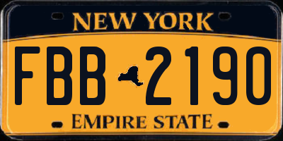 NY license plate FBB2190