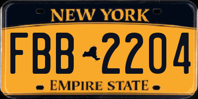 NY license plate FBB2204