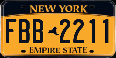 NY license plate FBB2211