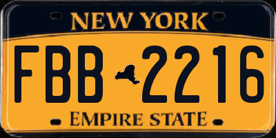 NY license plate FBB2216