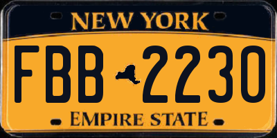 NY license plate FBB2230