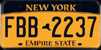 NY license plate FBB2237