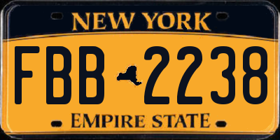 NY license plate FBB2238