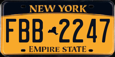 NY license plate FBB2247