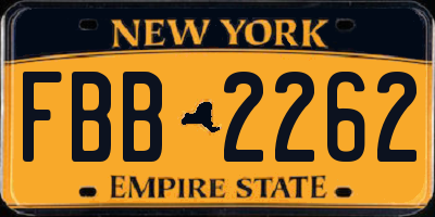 NY license plate FBB2262