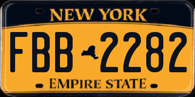 NY license plate FBB2282