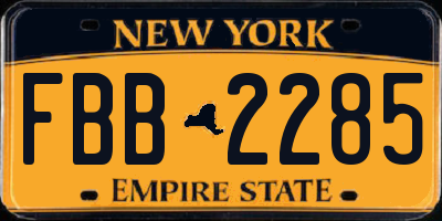 NY license plate FBB2285