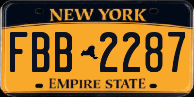 NY license plate FBB2287