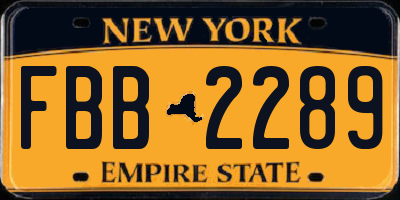NY license plate FBB2289