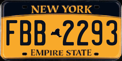 NY license plate FBB2293