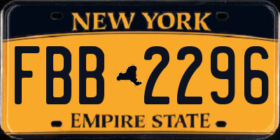 NY license plate FBB2296