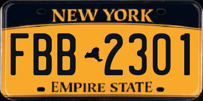 NY license plate FBB2301