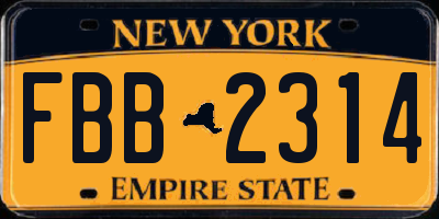 NY license plate FBB2314