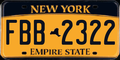 NY license plate FBB2322