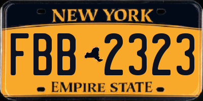 NY license plate FBB2323
