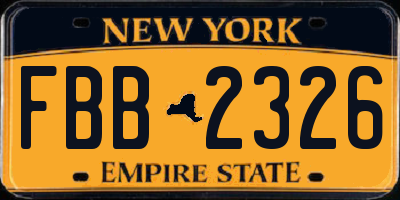 NY license plate FBB2326