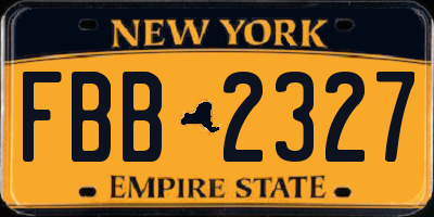NY license plate FBB2327