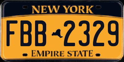 NY license plate FBB2329