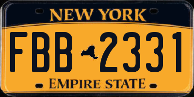 NY license plate FBB2331
