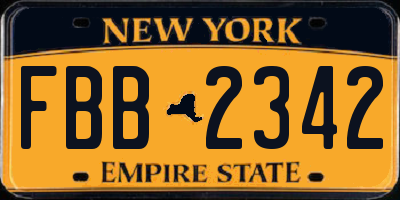 NY license plate FBB2342