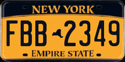 NY license plate FBB2349