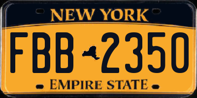 NY license plate FBB2350