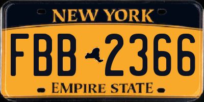 NY license plate FBB2366