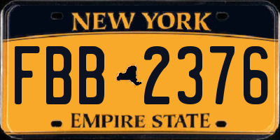 NY license plate FBB2376