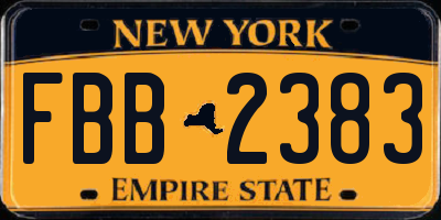 NY license plate FBB2383