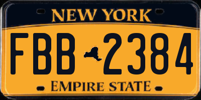 NY license plate FBB2384