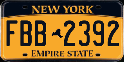 NY license plate FBB2392