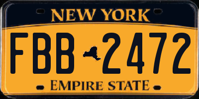 NY license plate FBB2472