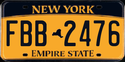 NY license plate FBB2476