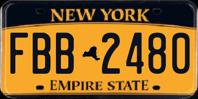 NY license plate FBB2480