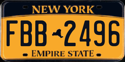 NY license plate FBB2496